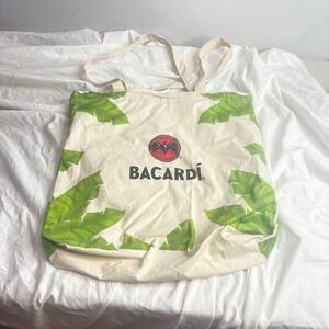 Bacardi Tote Bag Palm Leaves Pattern Canvas Shopping Bag Eco Friendly Reusable